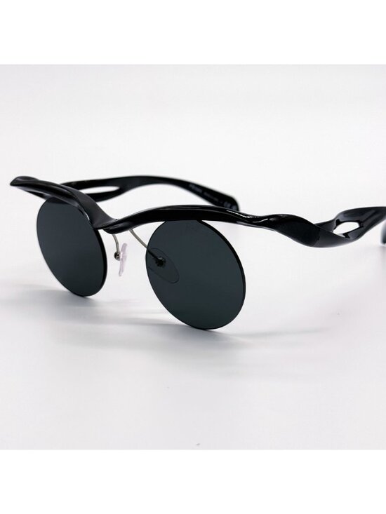 NEW PRADA SUNGLASSES PRA18S 1AB5S0 ROUND BLACK UNISEX EYEWEAR PR A18S, SPR A18S main image 5